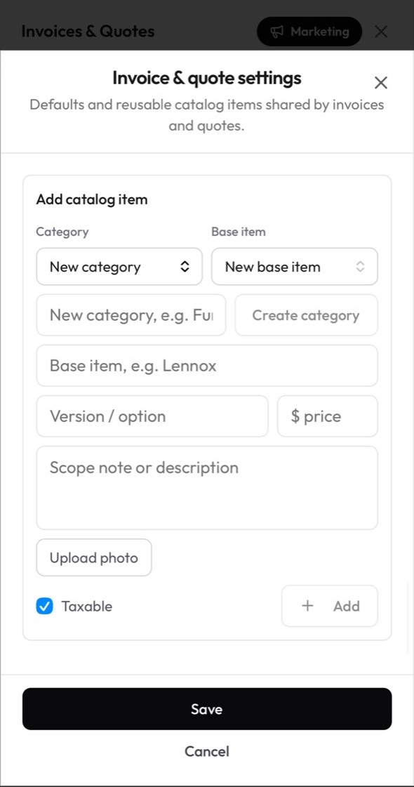 Merba option quoting catalogue